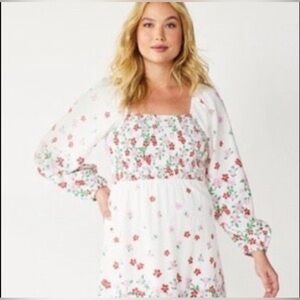Draper James Floral Smocked Puffed Sleeve Dress
